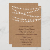 Twinkle Lights Bruiloft Uitnodiging op Burlap (Voorkant / Achterkant)