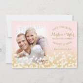 Twinkle Lights Goud en Roze Save the Date (Voorkant)