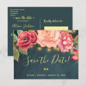 Twinkle lights marine blush rozen bruiloft save da aankondigingskaart (Voorkant / Achterkant)