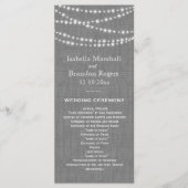 Twinkle Lights on Grey Burlap Wedding Programme (Devant)