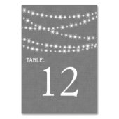 Twinkle Lights op Grey Burlap Tafelnummer (Achterkant)