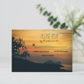 twinkle lights palmen strand bruiloft RSVP kaarten (Staand voorkant)