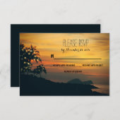 twinkle lights palmen strand bruiloft RSVP kaarten (Voorkant / Achterkant)