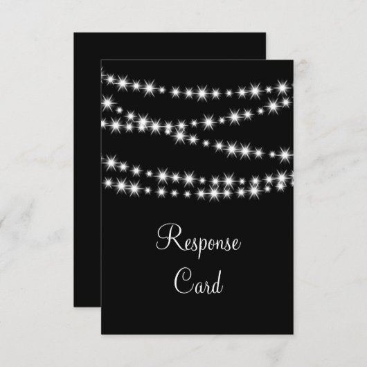 Twinkle Lights RSVP met menu (zwart) (Voorkant / Achterkant)