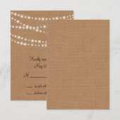 Twinkle Lights RSVP op Burlap Kaartje (Voorkant / Achterkant)