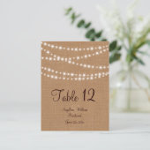 Twinkle Lights Tafelnummer op Burlap (Staand voorkant)