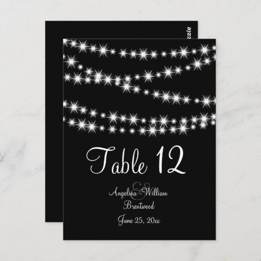 Twinkle Lights Tafelnummer (zwart) (Voorkant / Achterkant)