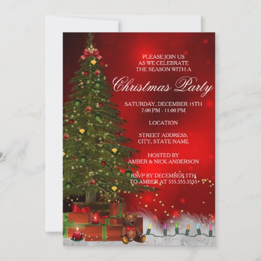 Twinkle Lights Tree Festive Noël Invitation (Devant)