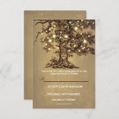Twinkle Lights Tree Rustieke Bruiloft RSVP kaart (Voorkant / Achterkant)