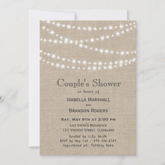 Twinkle Lights Typografie Couple's Shower Invite Kaart (Voorkant)