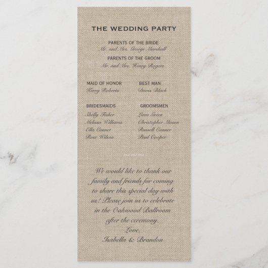 Twinkle Lights Typography Wedding Program Programma (Achterkant)