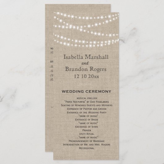Twinkle Lights Typography Wedding Program Programma (Voorkant / Achterkant)