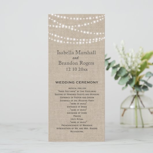 Twinkle Lights Typography Wedding Program Programma (Staand voorkant)