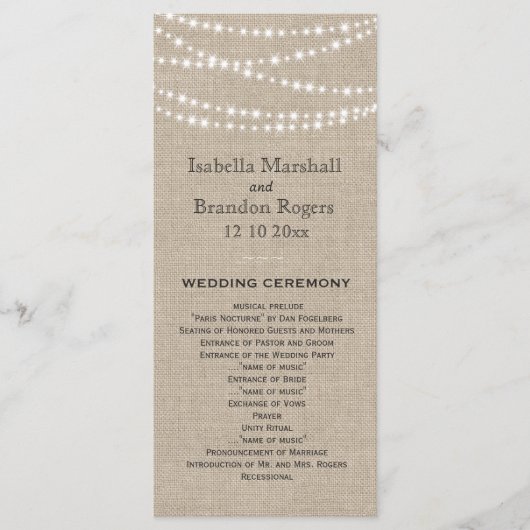 Twinkle Lights Typography Wedding Program Programma (Voorkant)