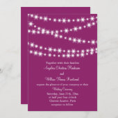 Twinkle Lights Wedding Invitation (magenta) Kaart (Voorkant / Achterkant)