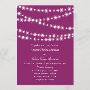 Twinkle Lights Wedding Invitation (magenta) Kaart