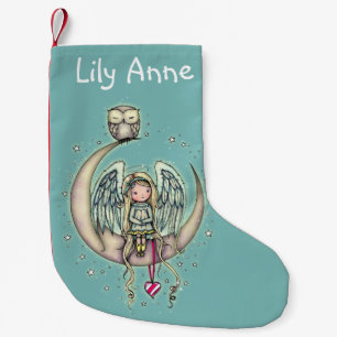 Twinkle Little Angel en Owl Illustrated Art Kleine Kerstsok