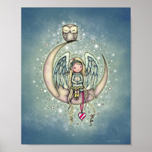 Twinkle Little Angel en Uil Geïllustreerde Kunst Poster