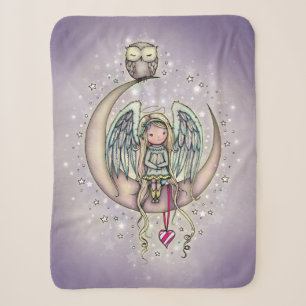 Twinkle Little Angel en Uil op Lavendel Sherpa Deken