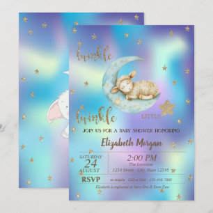 Twinkle Little Sheep Star Holografisch Baby shower Kaart