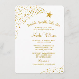 Twinkle Little Shooting Star Faux Gold Baby shower Kaart