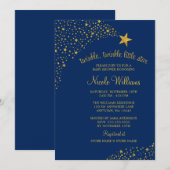 Twinkle Little Shooting Star Gold Navy Baby shower Kaart (Voorkant / Achterkant)