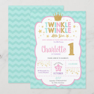 Twinkle Little Star 1er anniversaire Invitation Gi
