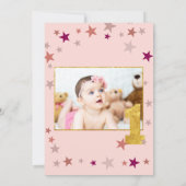Twinkle Little Star 1st Birthday Invitation Kaart (Achterkant)