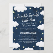 Twinkle Little Star 2nd Birthday Invitation Kaart (Voorkant)
