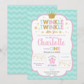 Twinkle Little Star Anniversaire Invitation Girl (Devant / Derrière)