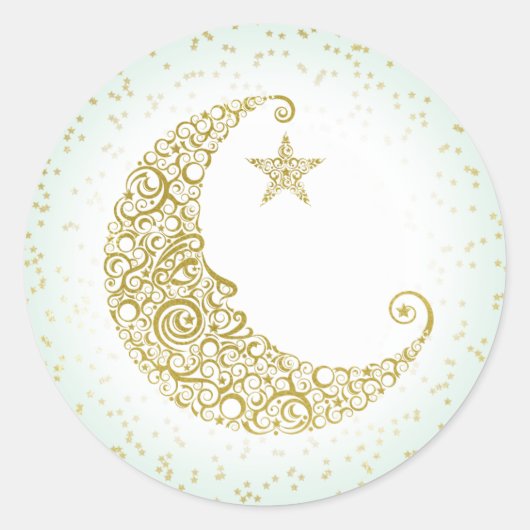 Twinkle Little Star Autocollant Lune Dorée Mint (Devant)