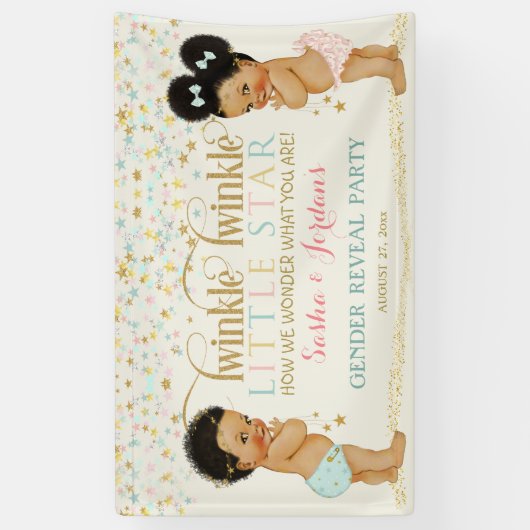 Twinkle Little Star Baby Gender onthulling medium Spandoek (Verticaal)