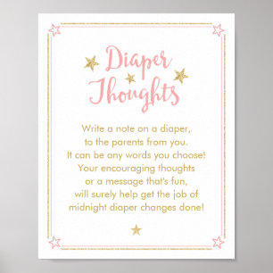 Twinkle Little Star Baby Girl Shower Diaper Sign Poster
