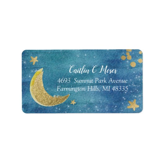 Twinkle Little Star Baby shower Address Label (Voorkant)