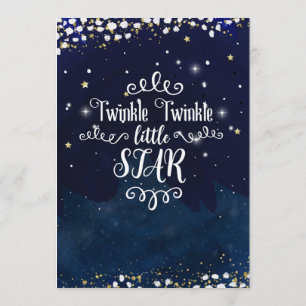 Twinkle Little Star Baby shower Blue Gold Starry Kaart