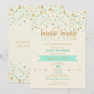 Twinkle Little Star Baby Shower Goud & Mint Kaart