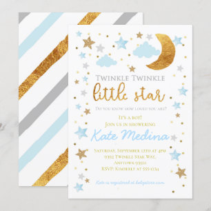 Twinkle Little Star Baby shower Invitation garçon