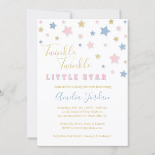 Twinkle Little Star Baby shower Invitation Kaart