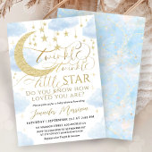 Twinkle Little Star Baby Shower Jongen Blauw Goud Kaart