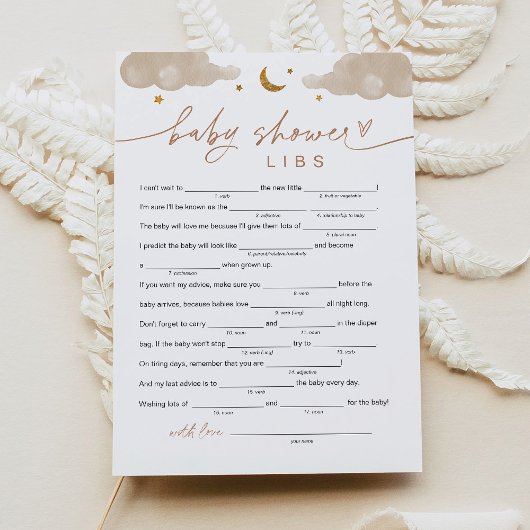 Twinkle Little Star Baby shower Libs Game Kaart