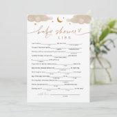 Twinkle Little Star Baby shower Libs Game Kaart (Staand voorkant)