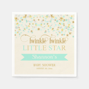 Twinkle Little Star Baby shower Mint Green Gold Servetten