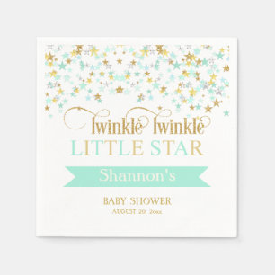 Twinkle Little Star Baby Shower Mint Groen Goud Servet