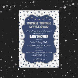 Twinkle Little Star Baby shower navy Silver Kaart