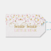 Twinkle Little Star Baby shower Pink Gold Cadeaulabel (Voorkant (Horizontaal))