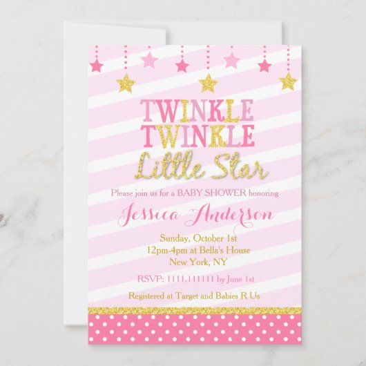 Twinkle Little Star Baby Shower-uitnodigingen Kaart (Voorkant)
