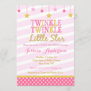 Twinkle Little Star Baby Shower-uitnodigingen Kaart