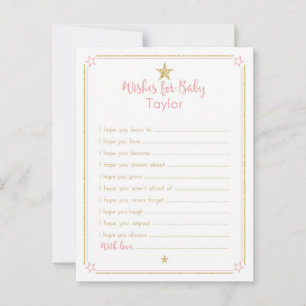 Twinkle Little Star Baby shower Wishes, Pink Gold Advieskaart