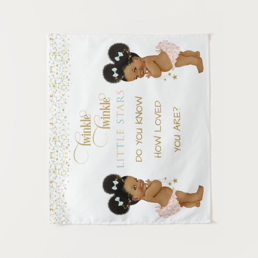 Twinkle Little Star Baby Tweeling Meisjes Etnisch Wandkleed (Voorkant)