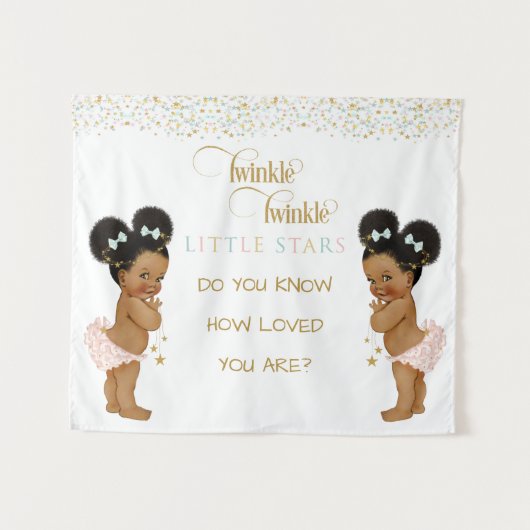 Twinkle Little Star Baby Tweeling Meisjes Etnisch Wandkleed (Voorkant (horizontaal))